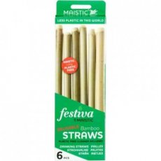 MAX82230 Drinkrietjes bamboe 21.5cm per 25