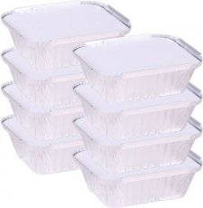 Schotel aluminium met deksel 15x12x4.5cm per 8